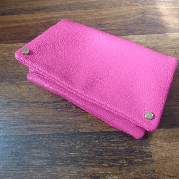 Pink Womens Clutch purse w/detachable gold chain - Picture 1 of 8